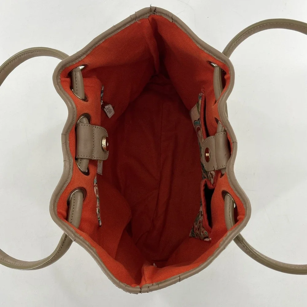 Retired Spartina 449 Bag Hobo‎ Boho Beach Bucket Drawstring Tote Linen & Leather